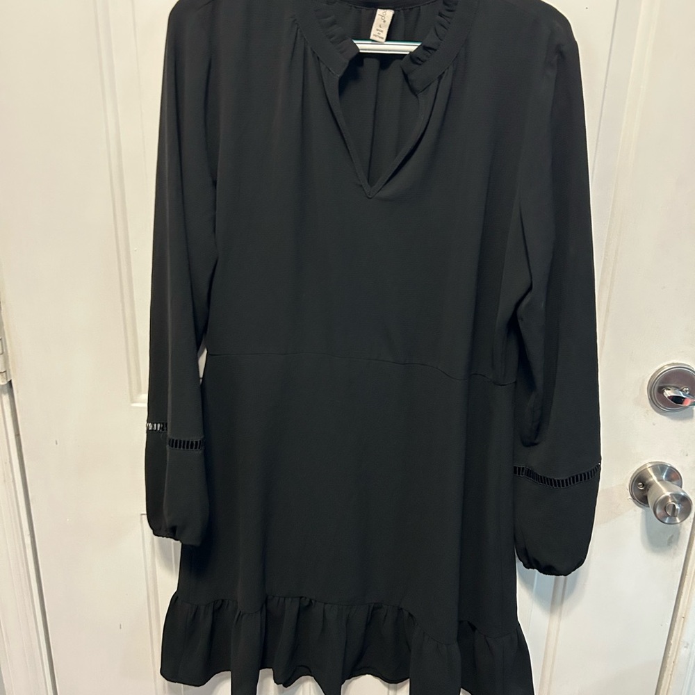 BeBop Black Ruffle Collar Top
